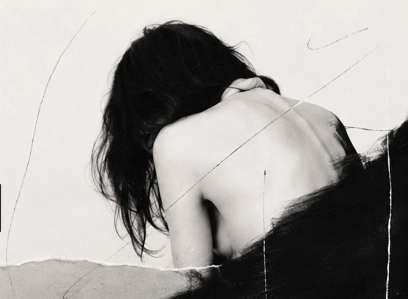 Monochrome mixed-media artwork